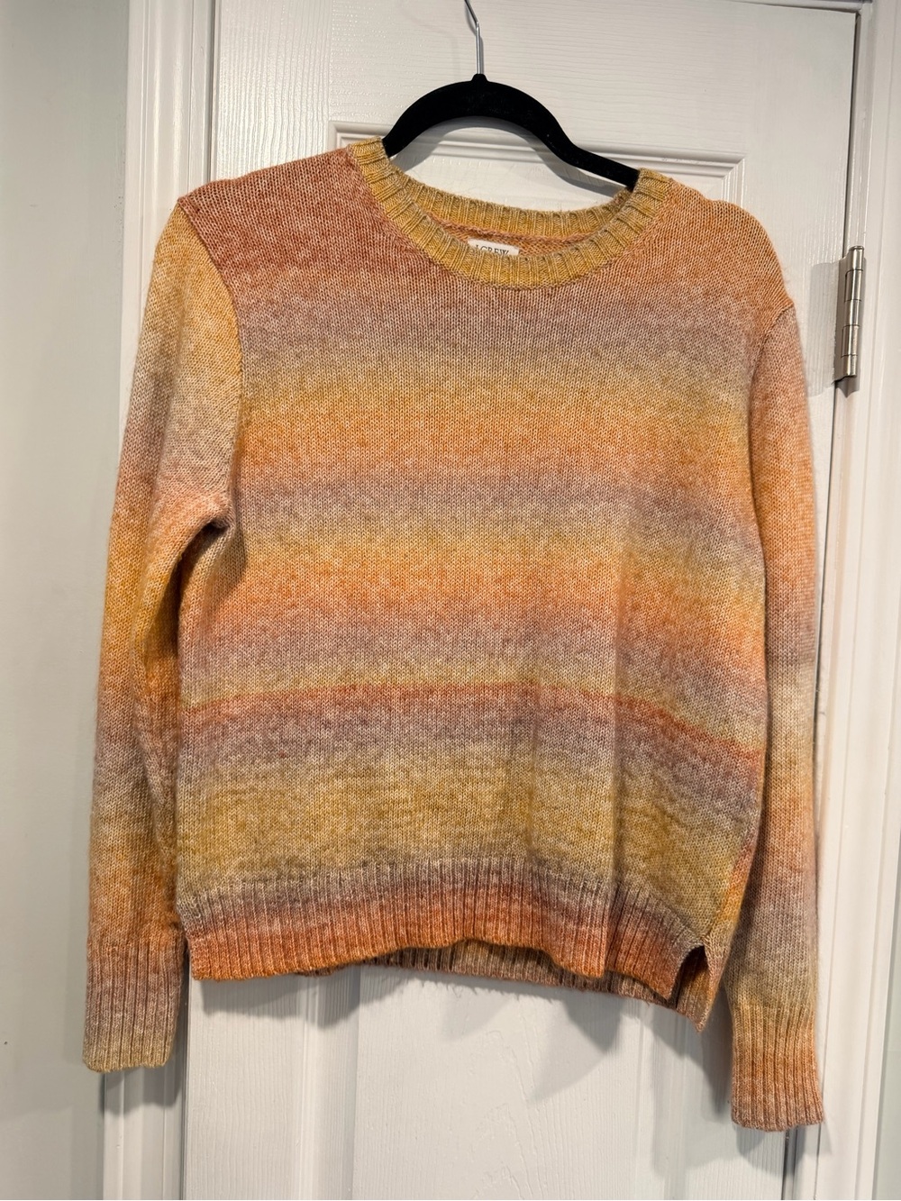J.Crew Factory Size S Space-Dyed Crewneck Sweater Split Hem Sunset Ombré